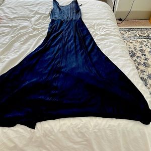 Anthropology BHLDN blue evening gown